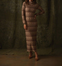 The Normal Brand Reverse Fair Isle Maxi Dress in beige - women's dress