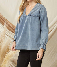 Entro - Ruffled V-neck Top