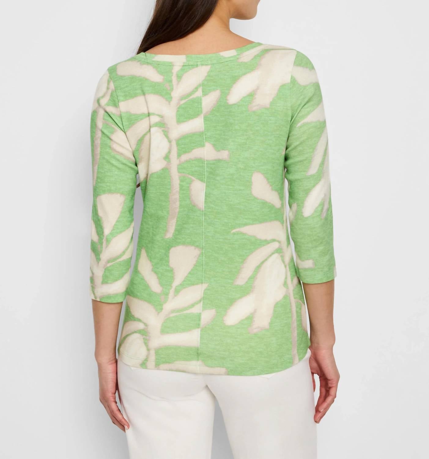 Nic + Zoe - Shadow Fern Three Quarter Sleeve Boat Tee