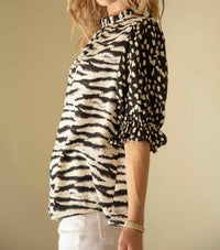 Voy - Mix Match Puff Sleeve Top
