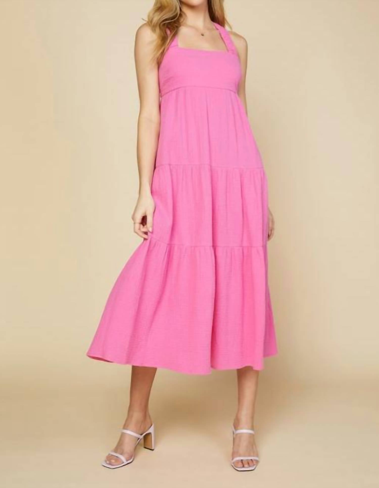 Skies Are Blue - Cross back tiered maxi dress