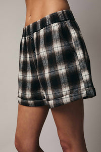 Sunday Edition Plaid Boxer Shorts in brown cream - women's shorts - view 4