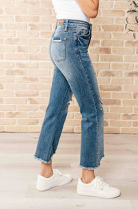 Judy Blue - Women's High Waist Distressed Crop Straight Leg Jeans