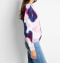 Nic + Zoe Blossom Blur Sweater in purple multi - women's sweater - detail view