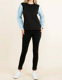 Thml - Knit Denim Sleeve Top
