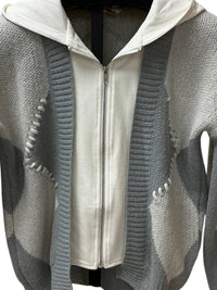 mystree Women's Twofer Hoodie Sweater in mix grey - women's sweater - detail view