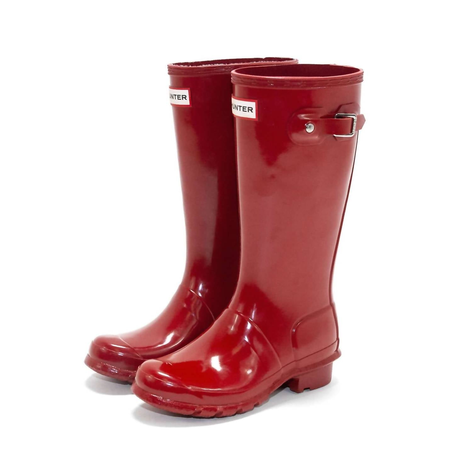 HUNTER Girls Gloss Rain Boots in military red - kids' shoe