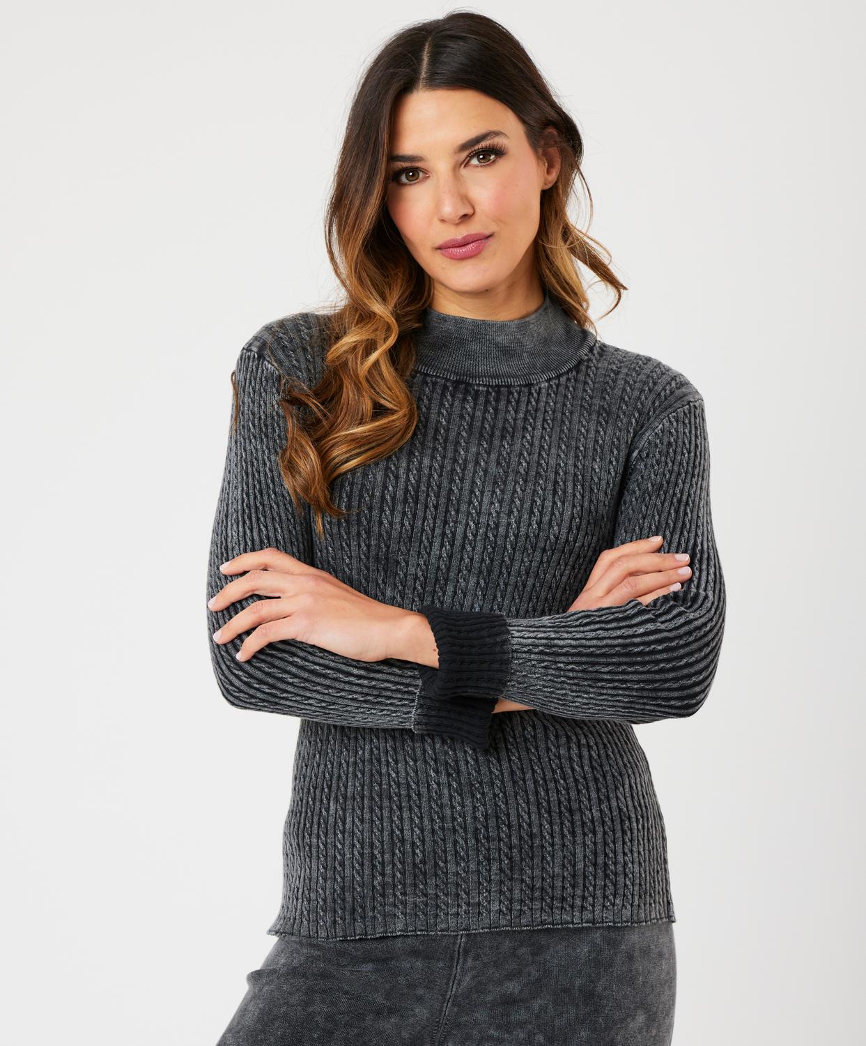 Angel Apparel - Cable Mock Neck Sweater