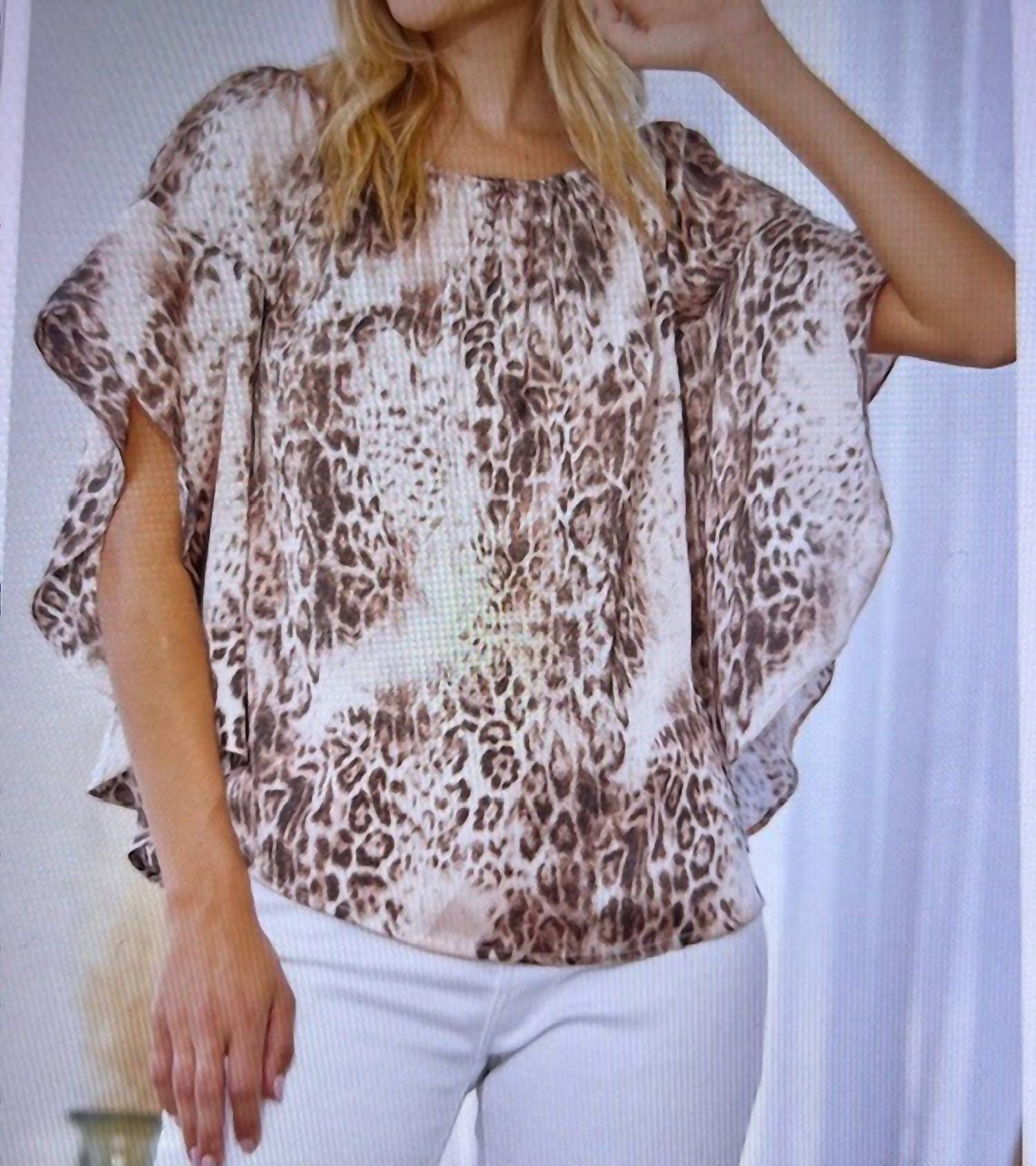 Emily Wonder - Short Sleeve Leopard Print Blouse