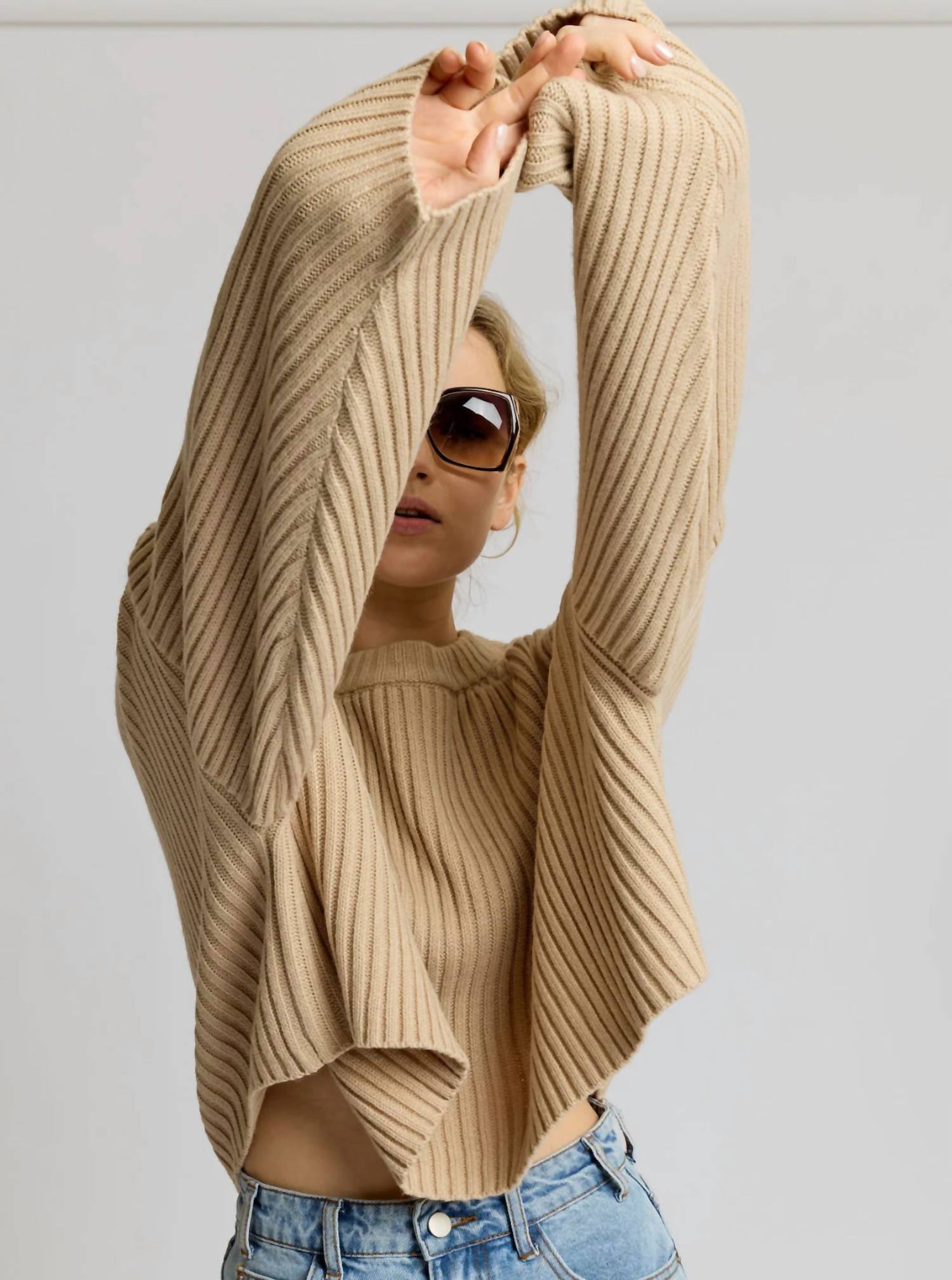 LBLC THE LABEL Telo Sweater in oatmeal - women's sweater - alternate view