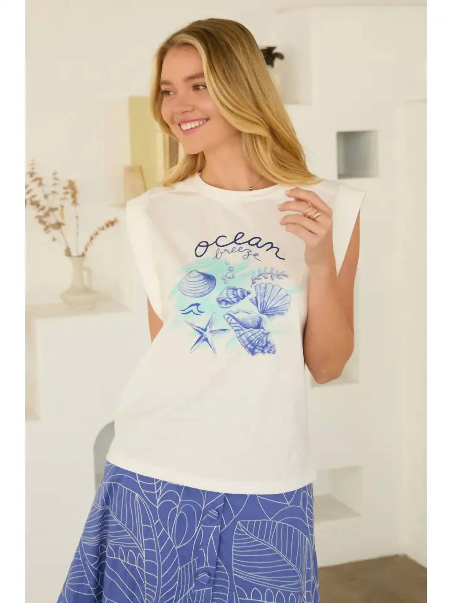 Skies Are Blue - Ocean Breeze Embroidered Tee