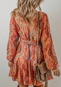 Legend Or Lies - Boho Paisley Pleated Belted Dress