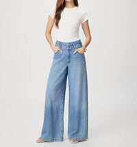 Paige - Portia Double Waistband Wide Leg Jeans
