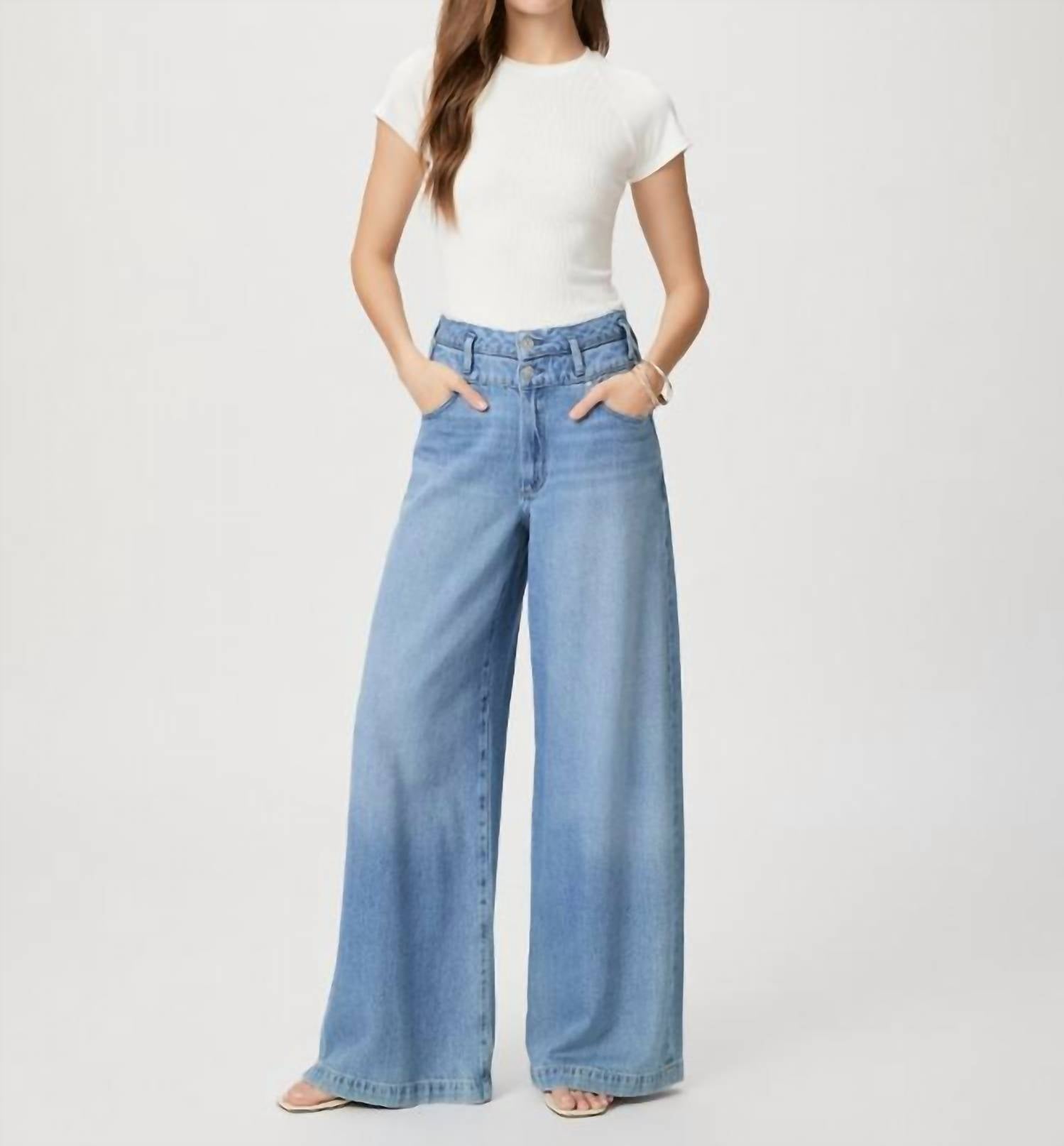 Paige - Portia Double Waistband Wide Leg Jeans