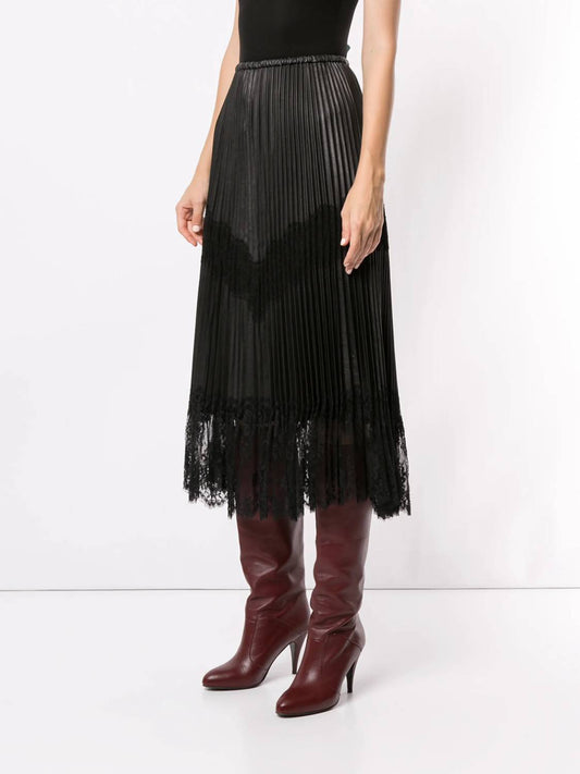 Valentino - Pleated Lace Trim Midi Skirt