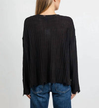 Terra - Contrast Stitch And Rib Sweater