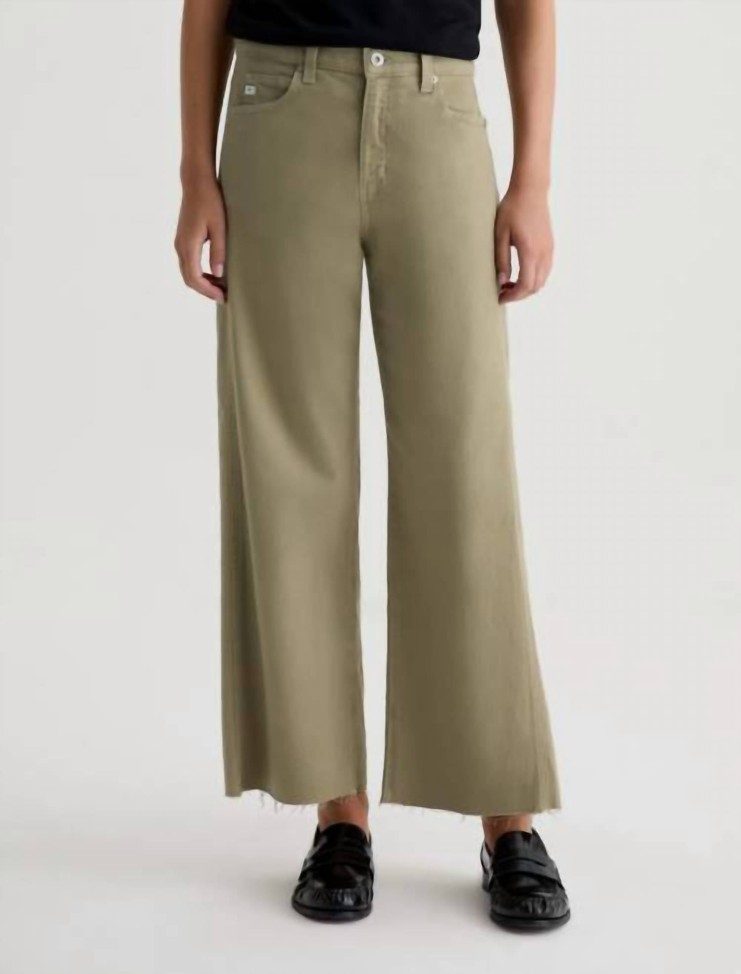 AG Jeans Saige Mid-rise Fit Wide Leg Crop Jean in dusty sage - women's jeans