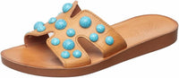 Antelope - Women's Leather H-strap Slide Sandals With Studs