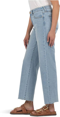 KUT FROM THE KLOTH Charlotte High Rise Culottes With Raw Hem Jeans in block - women's jeans - detail view