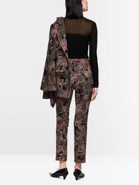 Marc Cain Sydney slim trousers with floral pattern in black and blush - women's pants - detail view