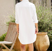 Frank & Eileen Women's Mary Classic Shirtdress in white - women's dress - detail view