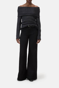 Closed - Wide Collar Long Sleeve Knit Sweater Top