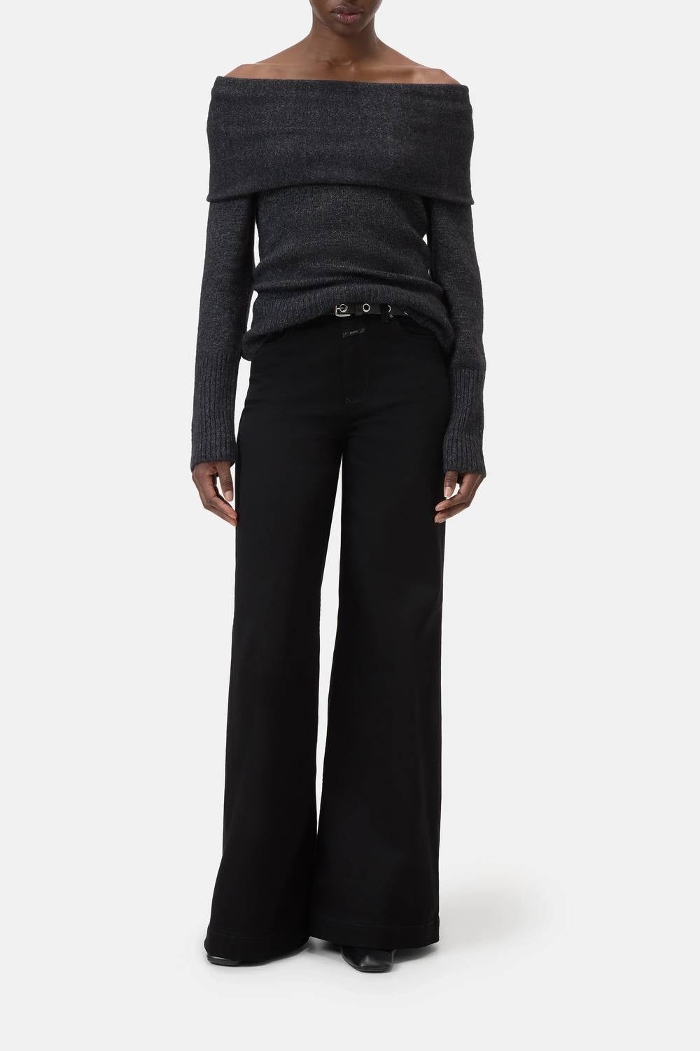 Closed - Wide Collar Long Sleeve Knit Sweater Top