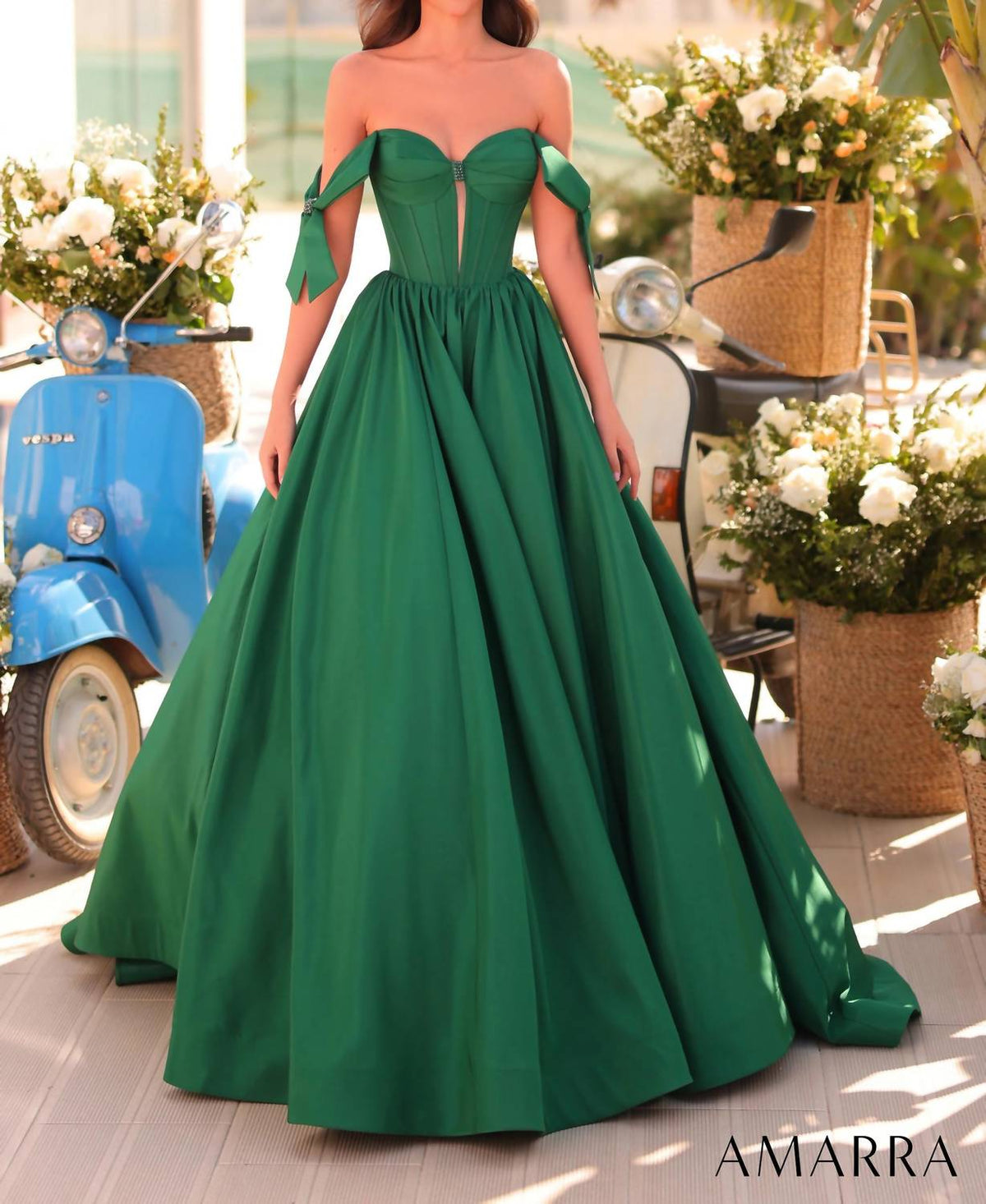 Amarra - Off-shoulder Bow Ball Gown With Sweetheart Bodice