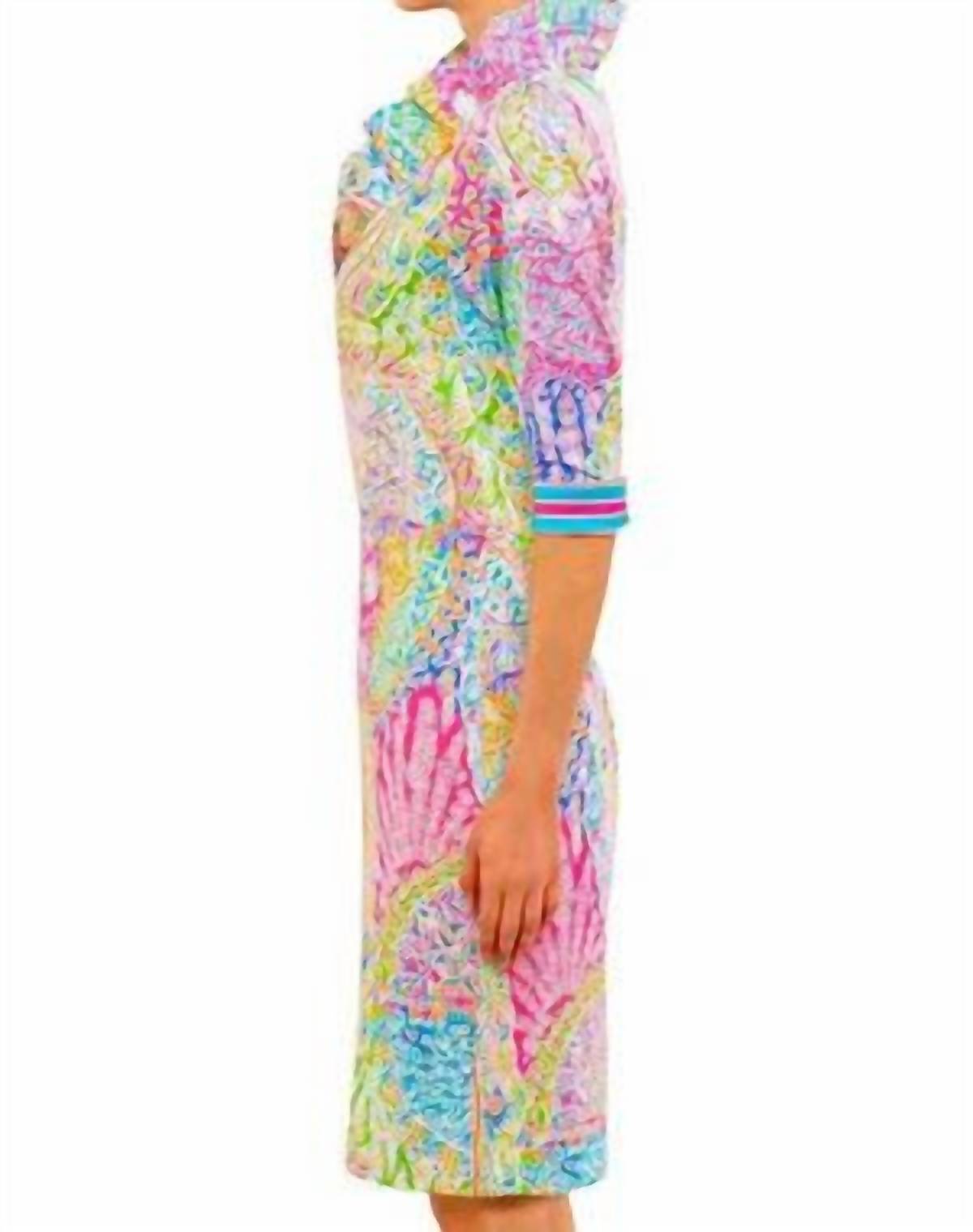 GRETCHEN SCOTT Ruffneck 3/4 sleeve Dress in brights - women's dress - alternate view