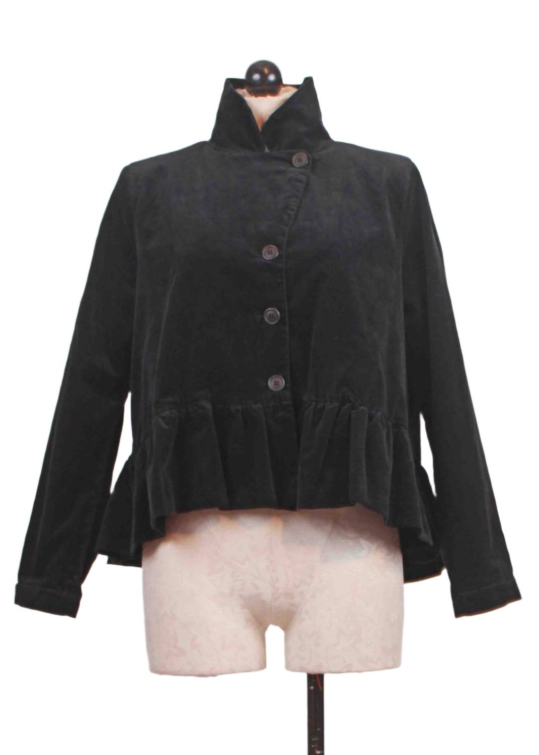 Baci - Women's Hi Lo Peplum Asymmetrical Velvet Jacket
