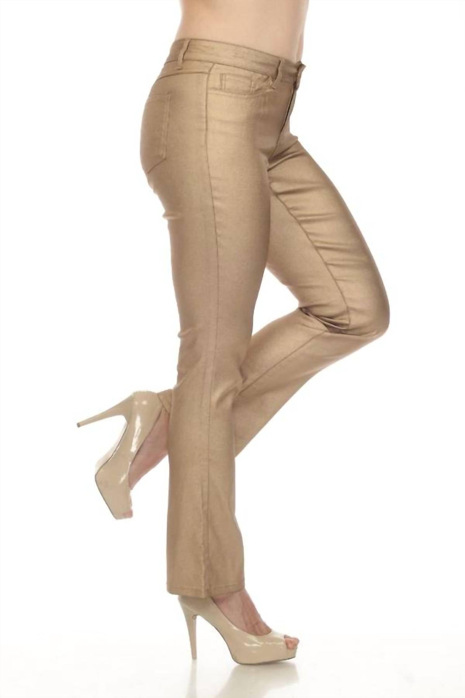 AZI Goldie Flare Bottom Pants in mink - women's pants - detail view