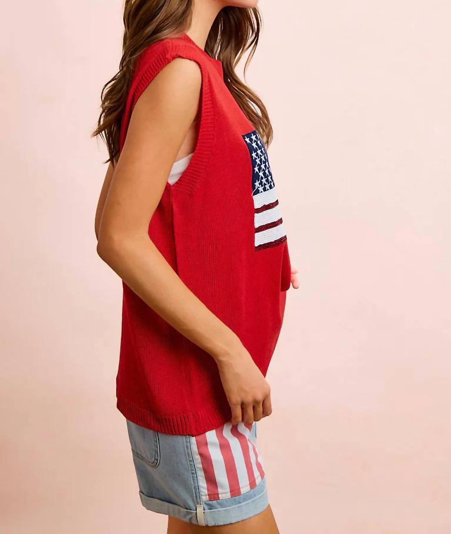 Bibi - Usa Flag Sequin Top