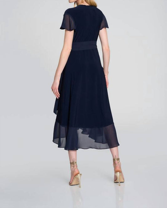 Joseph Ribkoff - Knee Length V-neck Wrap Dress