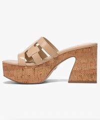 Sam Edelman Women's Dev Heels in beige patent - women's sandal - detail view