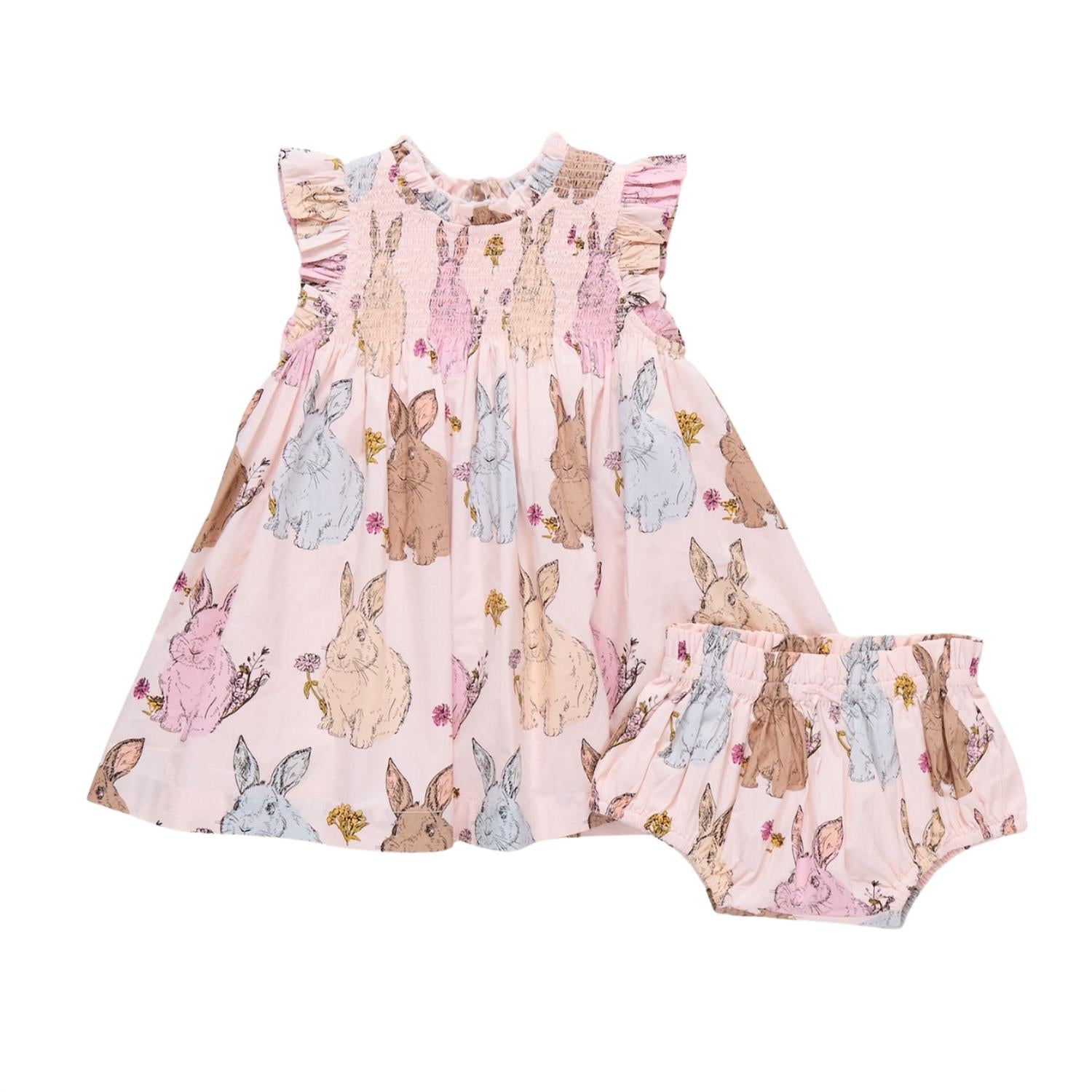 PINK CHICKEN Baby Girls Stevie Dress Set in vintage bunnies 1 - kids' dress