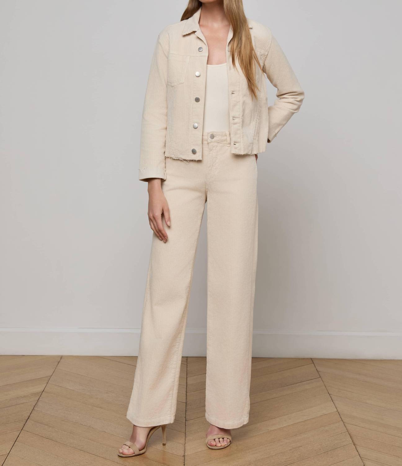 L'Agence Janelle Slim Raw Jacket in french vanilla 2 - women's jacket - view 4