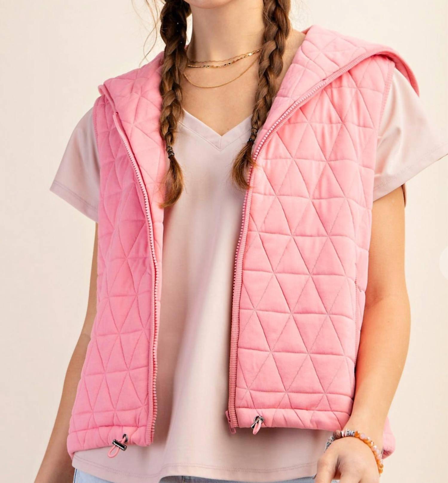 Kori - Hooded Lined Side Pocket Sleeveless Vest