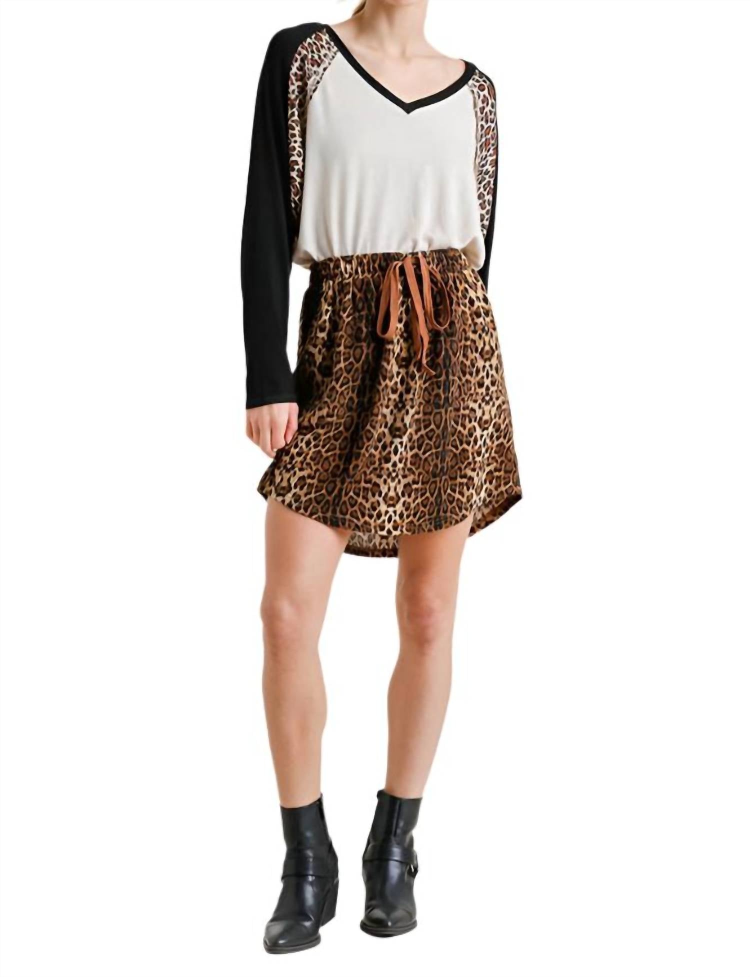 Umgee - Leopard Drawstring Skirt