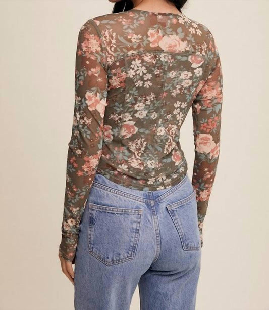 Listicle - Nicola Floral Mesh Top