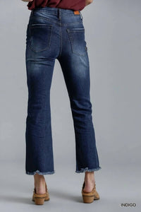Umgee - High Rise 5 Pocket Distressed Flare Jean
