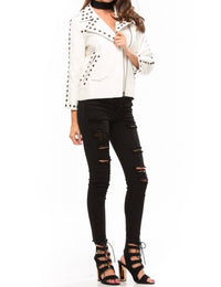 Line And Dot - Women's Stud Moto Jacket