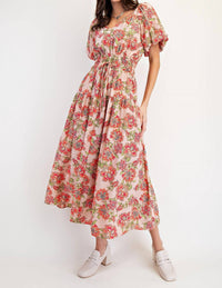 Easel - Printed Peach Blossom Maxi Dress