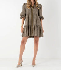 Emily McCarthy Sadie Dress in green tonal monogram - women's dress