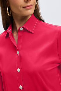 Foxcroft - Kelly No Iron Stretch Contrast Stitch Three Quarter Sleeve Shirt