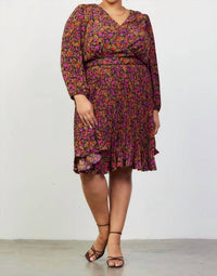 Skies Are Blue - Printed Overlap Dress - Plus