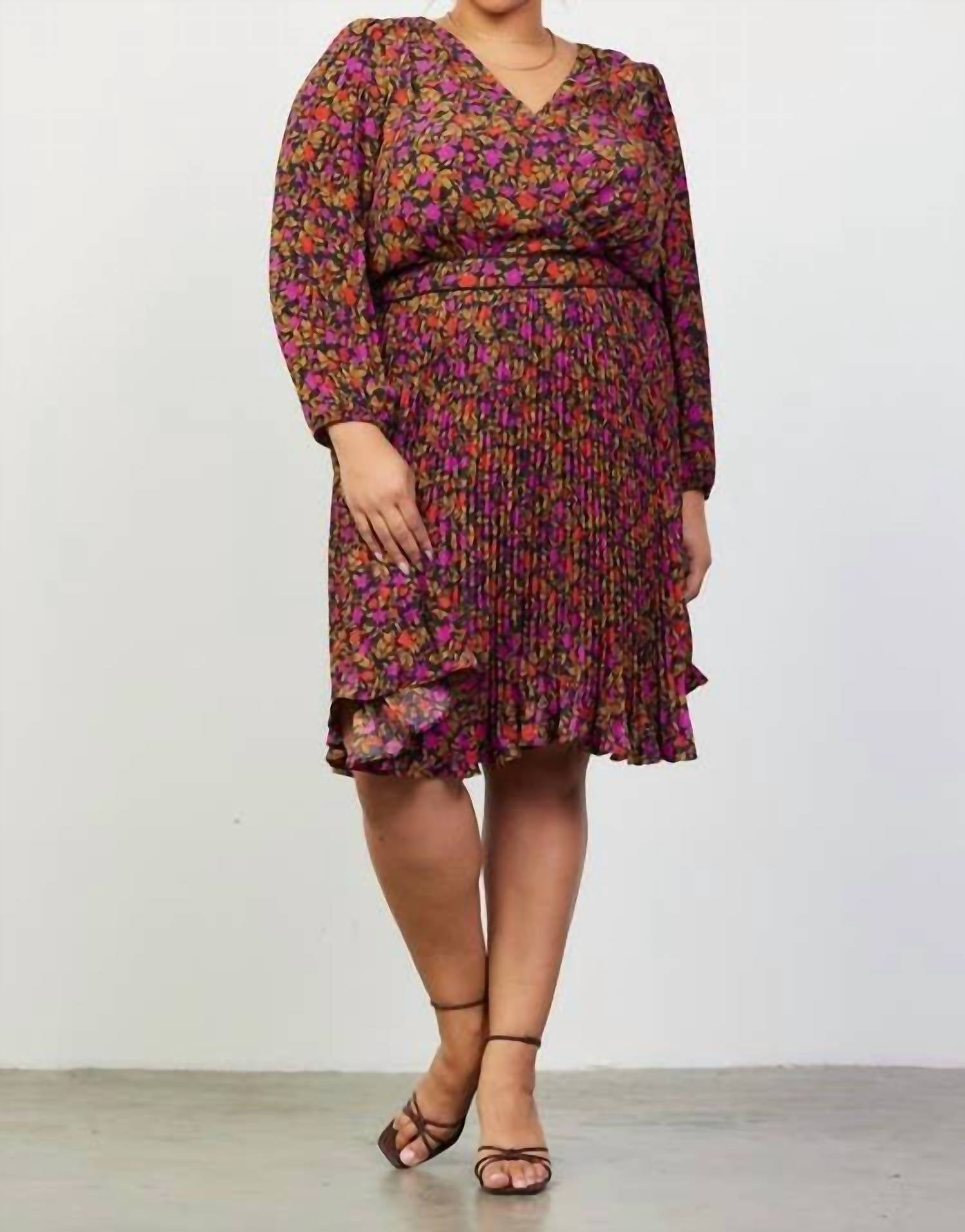 Skies Are Blue - Printed Overlap Dress - Plus