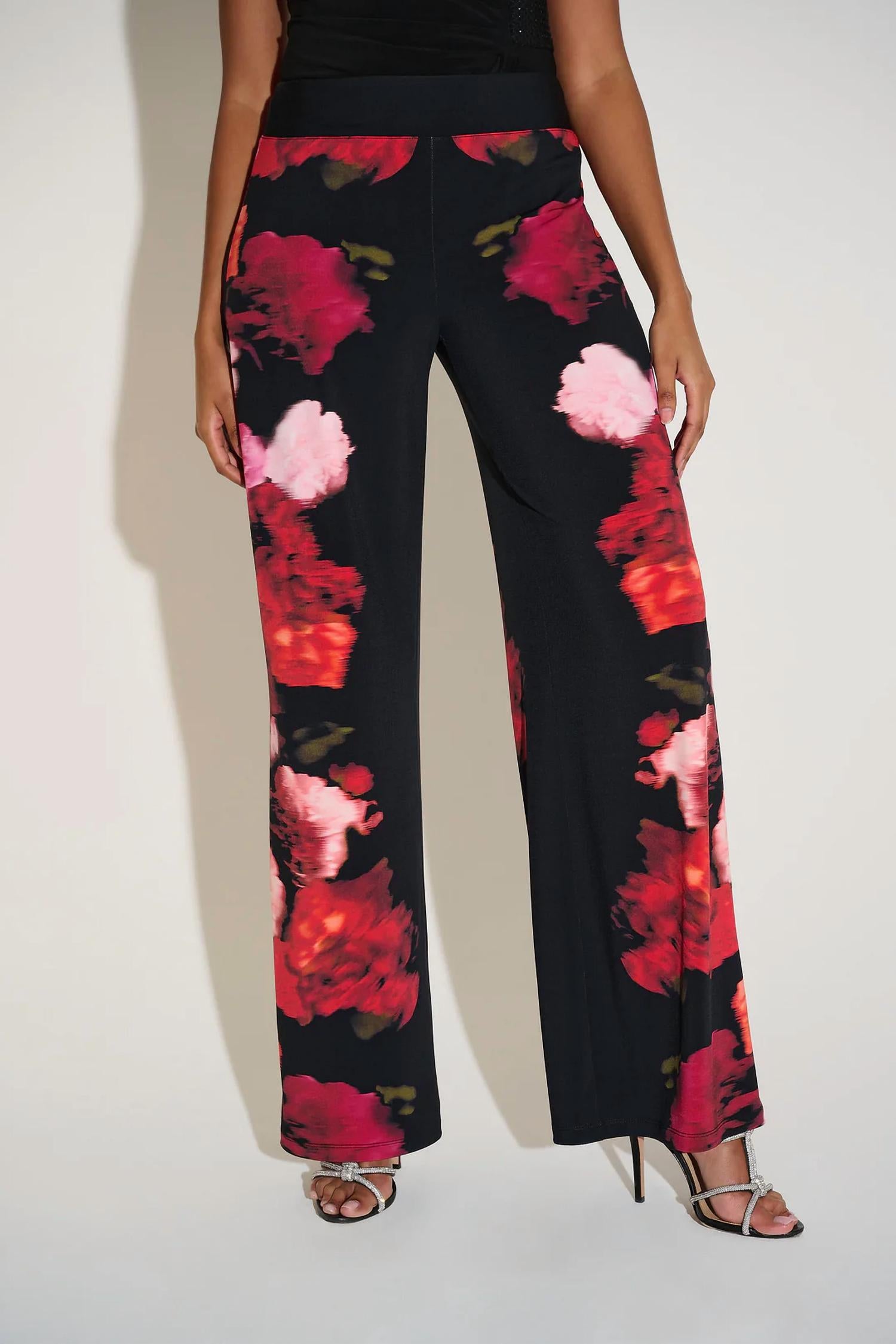 Joseph Ribkoff - Floral Print Pull-on Wide Leg Pants