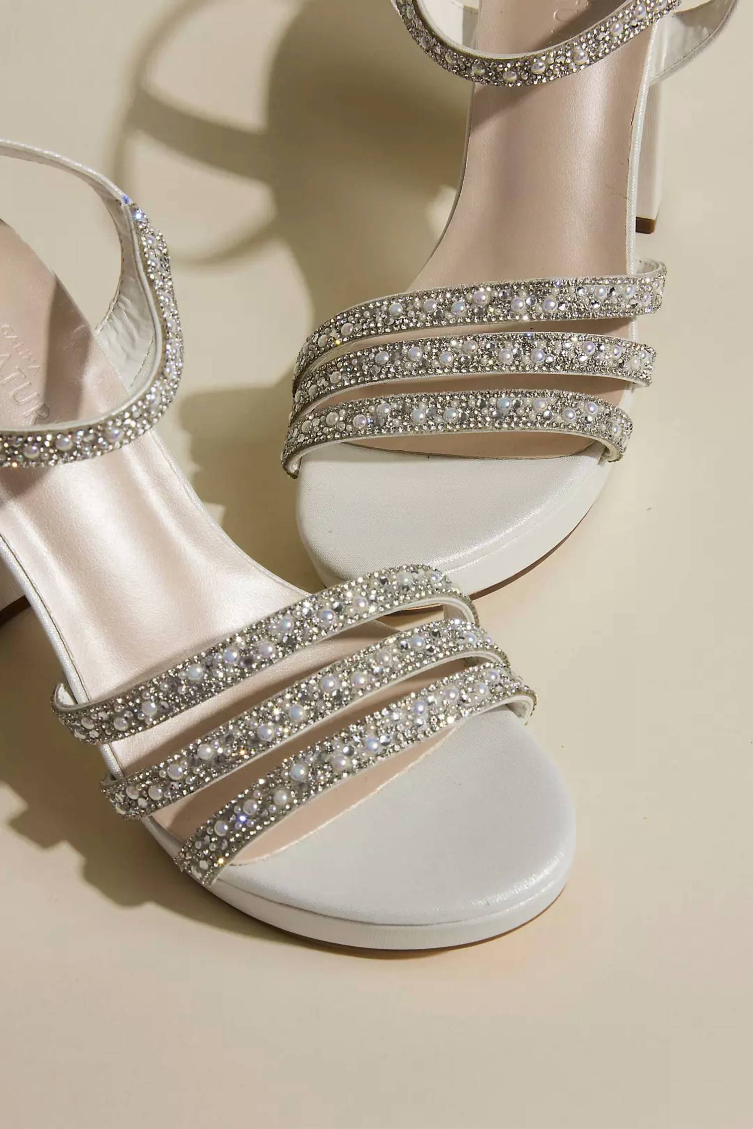 Galina - Women's Signature Peace Satin And Crystal Platform Heel Sandals