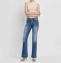 VERVET BY FLYING MONKEY Mid Rise Trouser Hem Flare Jean in gleefully - women's jeans - view 9