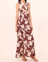 Misa Los Angeles Louanne Maxi Dress in chocolate flora - women's dress - alternate view
